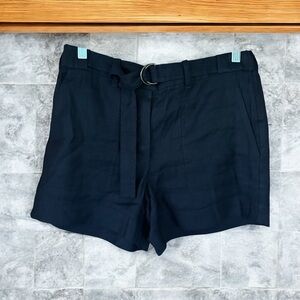 Aritzia Babaton Tyrone Belted Relaxed Linen Blend Shorts Black Sz S